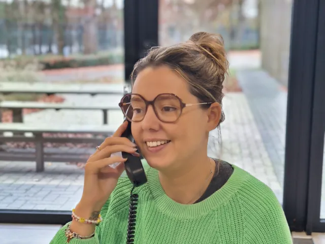 Team member having a call with a client